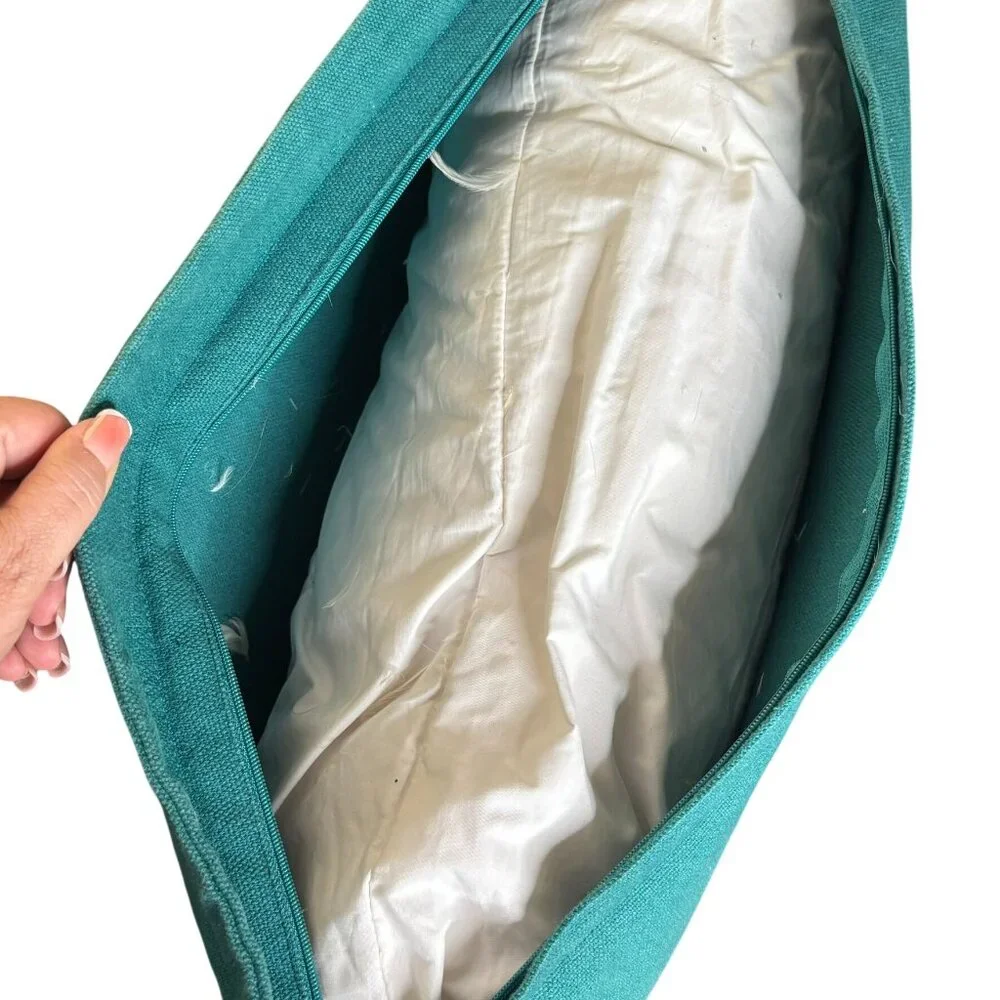 Tommy Hilfiger Goose Down Throw Pillow Green Rectangular Zipper Closure Bedding